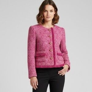 ISO J. Crew Fuchsia Tweed Blazer with Gold Buttons. ISO size 6 or 8